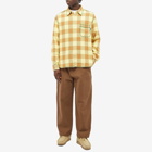 Awake NY Men's Contrast Stitch Flannel Shirt in Yellow/Brown