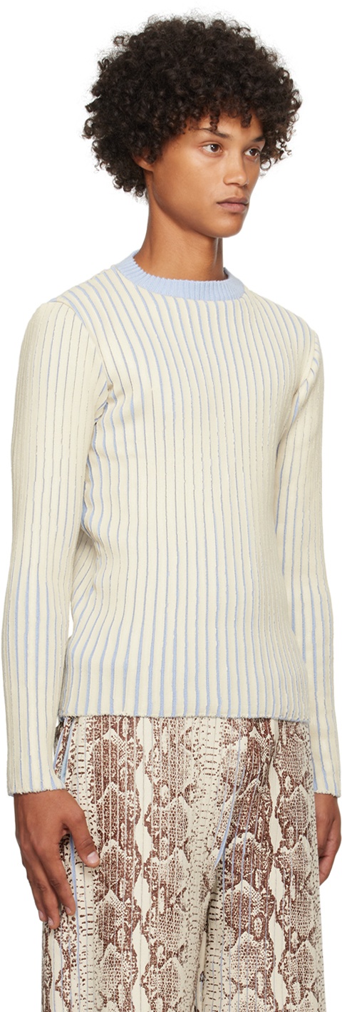 Stanley Raffington SSENSE Exclusive Off-White & Blue Sweater