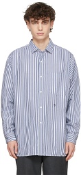 Nanamica Navy & White Regular Collar Stripe Wind Shirt