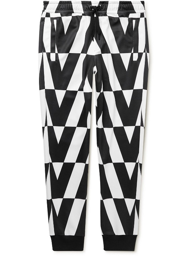 Photo: Valentino - Tapered Logo-Print Jersey Sweatpants - Black