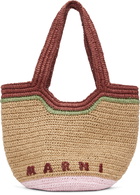 Marni Beige & Red Paper Raffia Seaside Tote