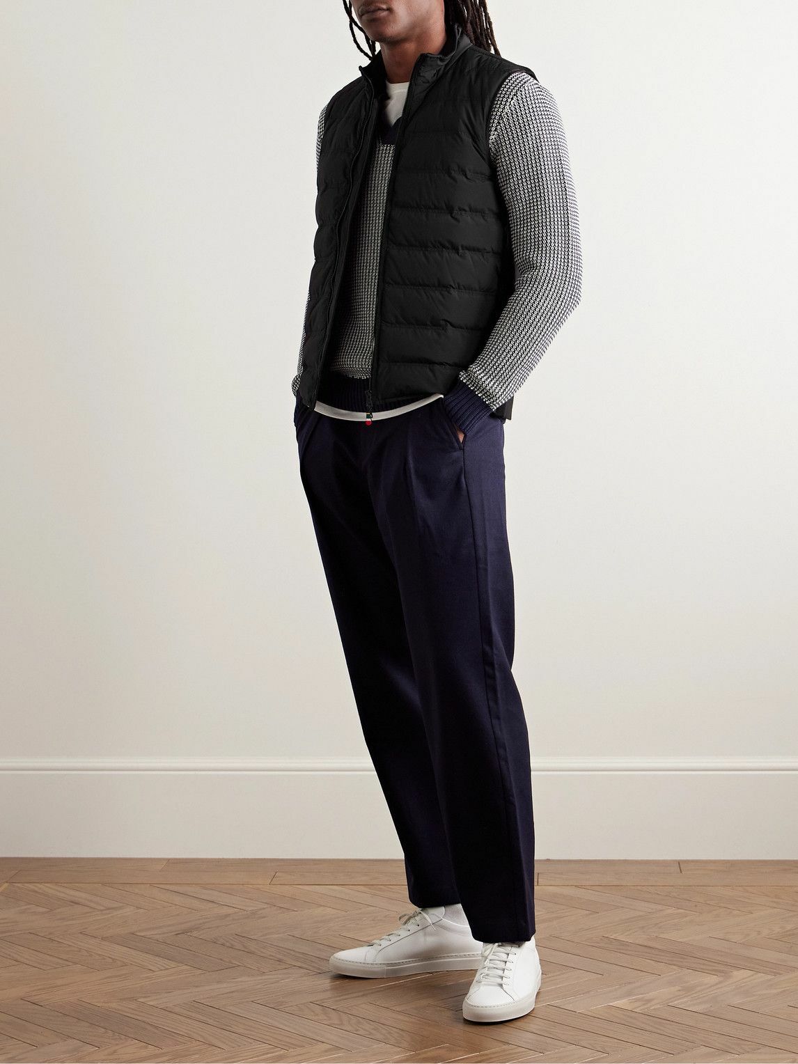 Orlebar Brown - Fitzroy Slim-Fit Panelled Merino Wool and Quilted Shell Down Gilet - Black
