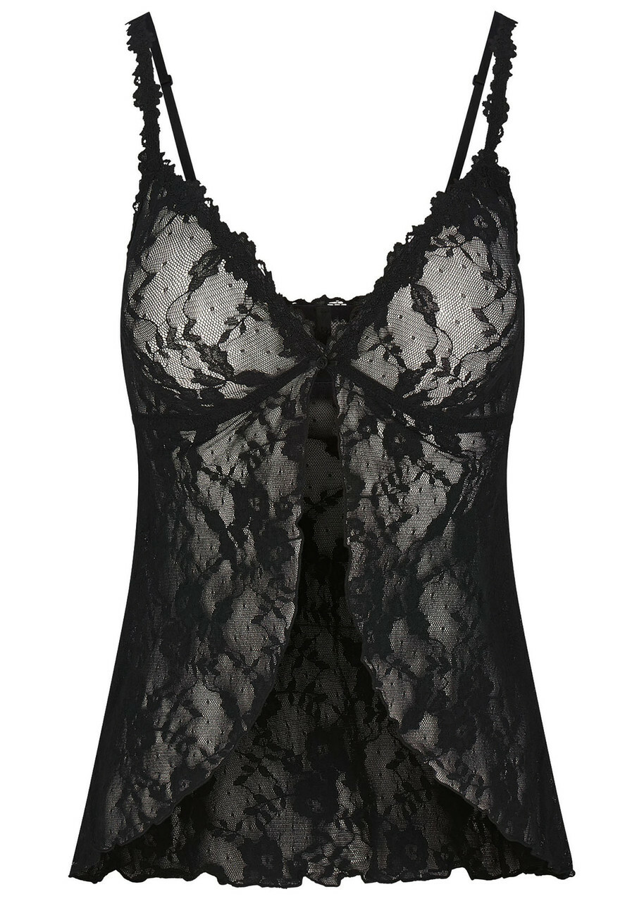 Skims Stretch-lace Babydoll top Dark Grey