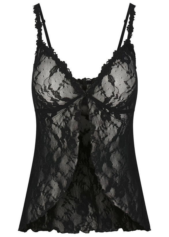 Photo: Skims Stretch-lace Babydoll top Dark Grey