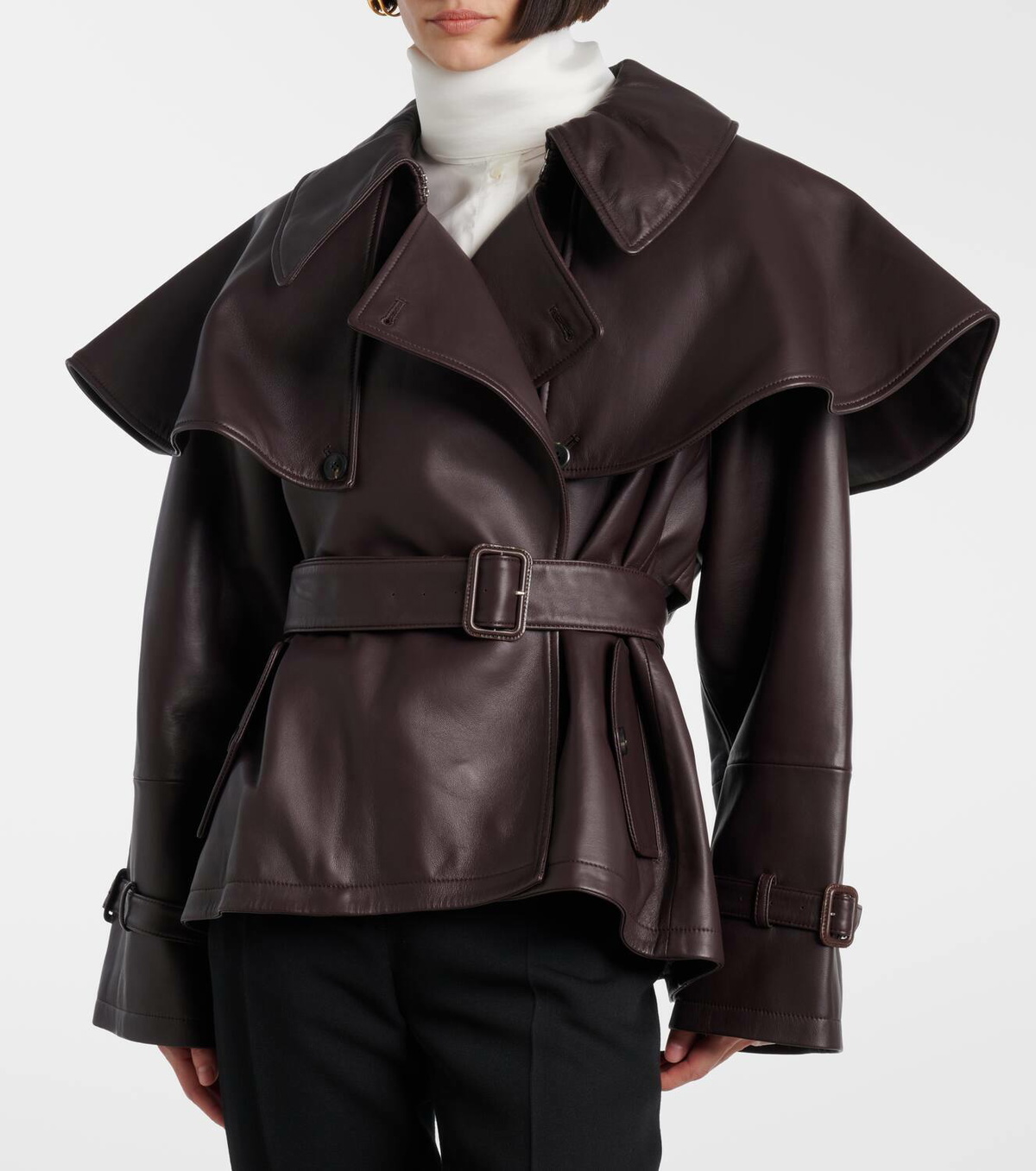 Altuzarra Tim caped leather jacket