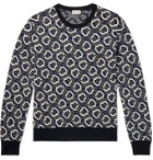 MONCLER - Logo-Jacquard Cotton Sweater - Blue