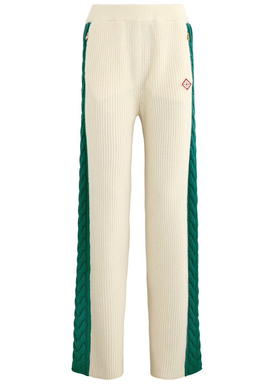 Casablanca Logo Wide-leg Wool-blend Trousers Green