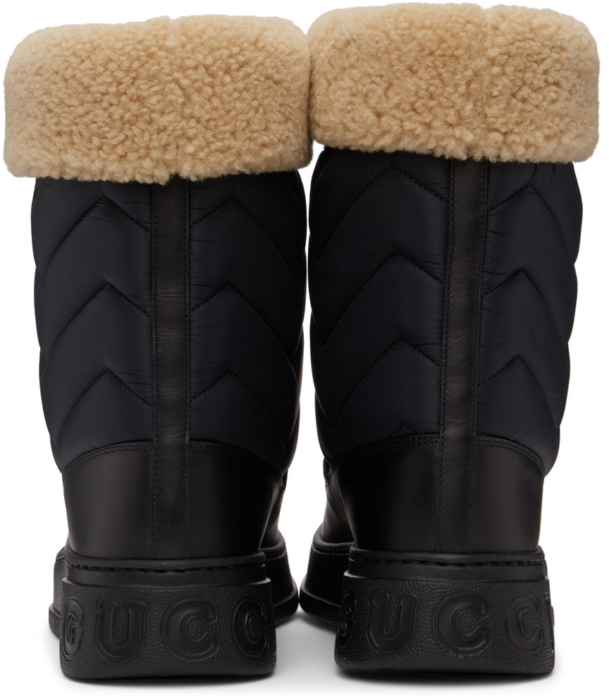 Gucci Black Chevron & Horsebit Boots Gucci
