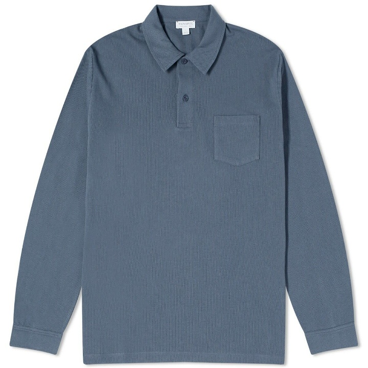 Photo: Sunspel Men's Riviera Polo Shirt in Slate Blue