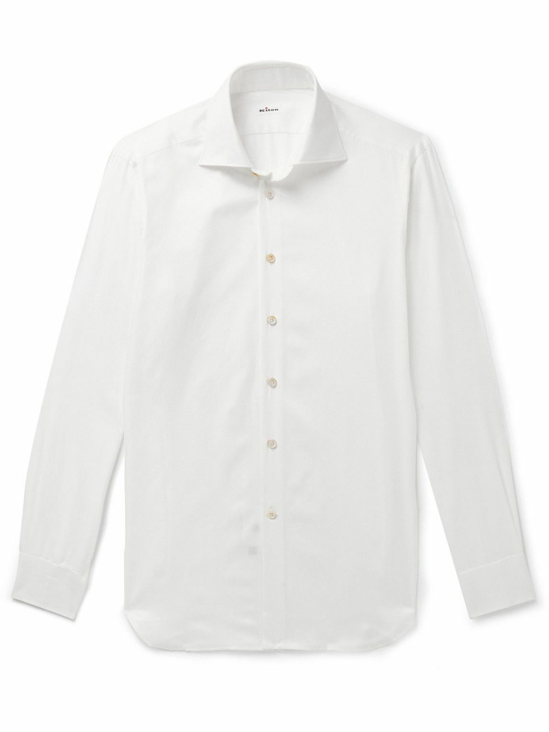 Photo: Kiton - Slim-Fit Cotton-Piqué Shirt - White
