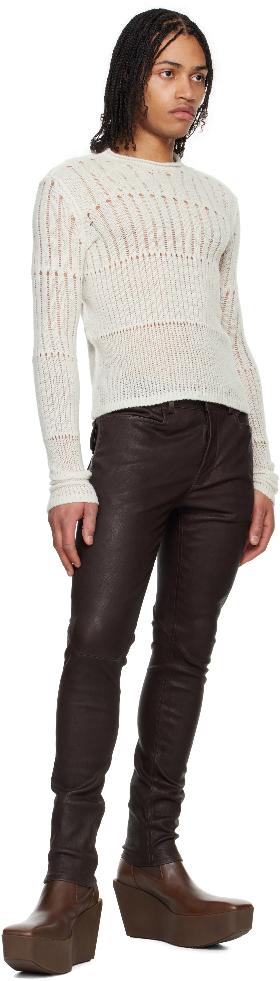 Rick Owens Brown Hollywoode Sliver Platform Beatles Chelsea Boots