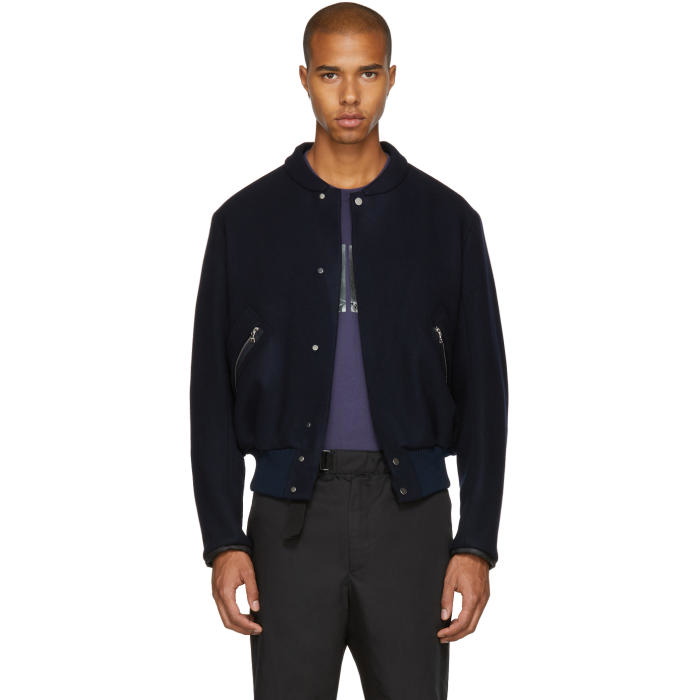 OAMC Navy Felted Bomber Jacket OAMC