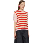 Sunnei Off-White and Red Stripe Classic Short Sleeve Sweater