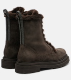 Brunello Cucinelli Monili shearling-trimmed suede lace-up boots
