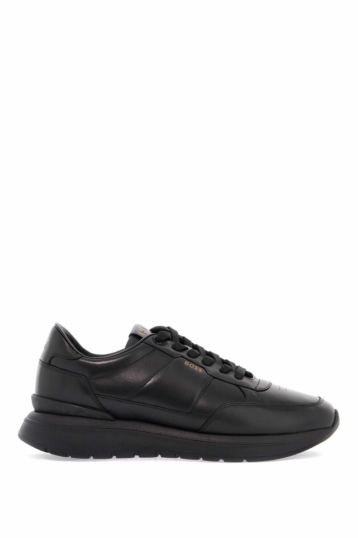 BOSS black leather minimalist sneakers with leather sole jace_runn_bu Black