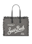 MC2 Saint Barth Donegal Vanity Fringed Shoulder Bag With Herringbone Pattern