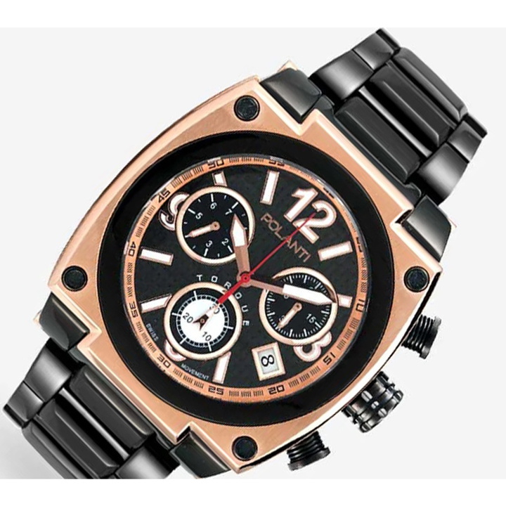 Photo: Polanti Torque Ii Chrono Chronograph Black Dial Mens Watch PLT2003-RGBK