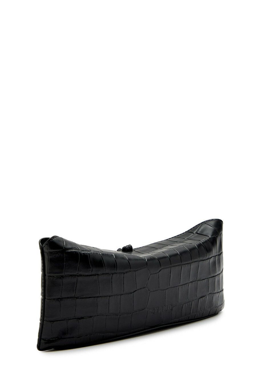 Staud Eve Crocodile-effect Leather Clutch - Black - One Size