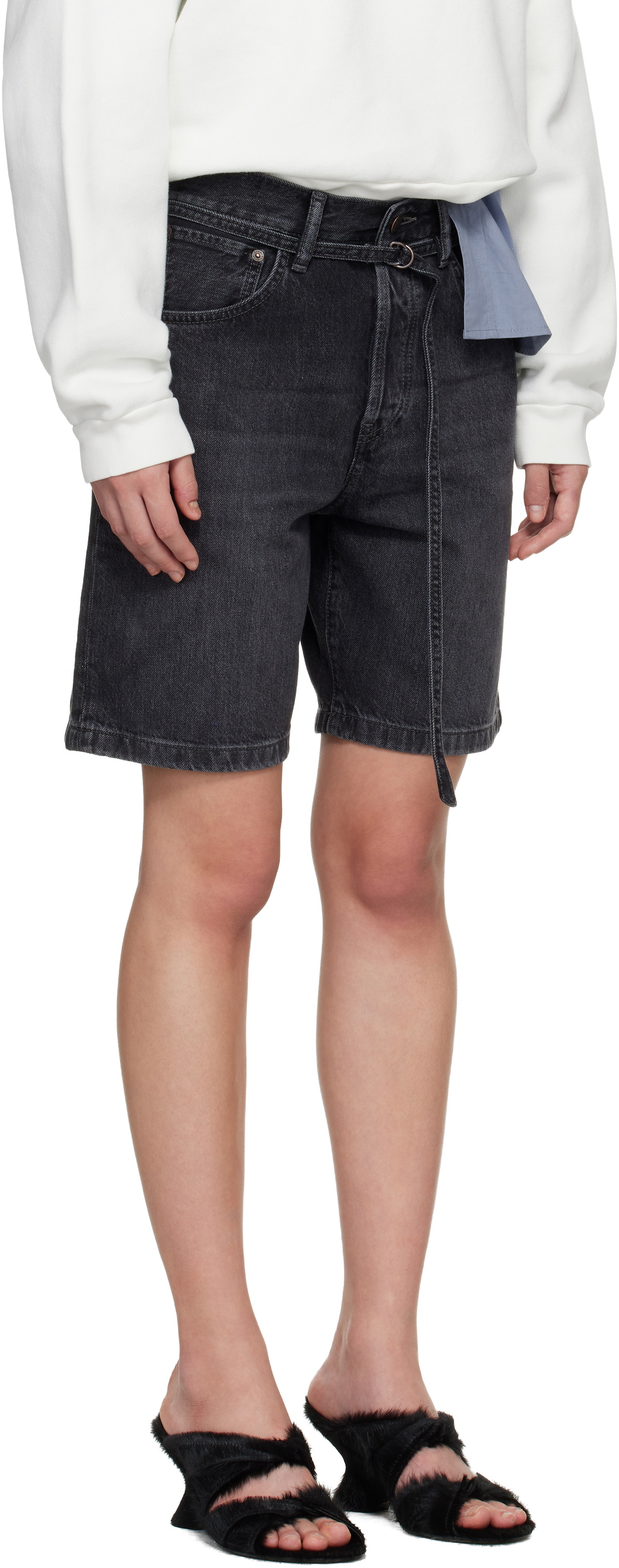 Acne Studios Black Loose Fit Denim Shorts
