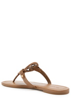 Tory Burch Miller Logo Leather Flip Flops Tan