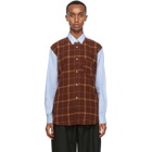 Comme des Garcons Shirt Blue and Brown Wool Front Panel Shirt