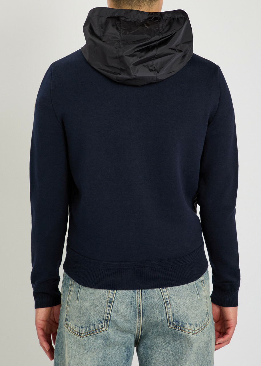 Moncler Logo-appliquéd Hooded Shell and Cotton-blend Jacket Blue