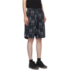 Moschino Navy Fantasy Print Suited Man Shorts