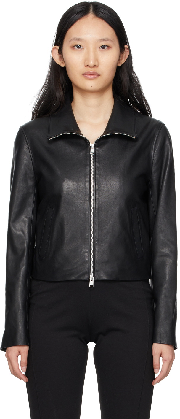 Frame Black Zip Leather Jacket Frame Denim