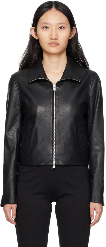 Photo: Frame Black Zip Leather Jacket