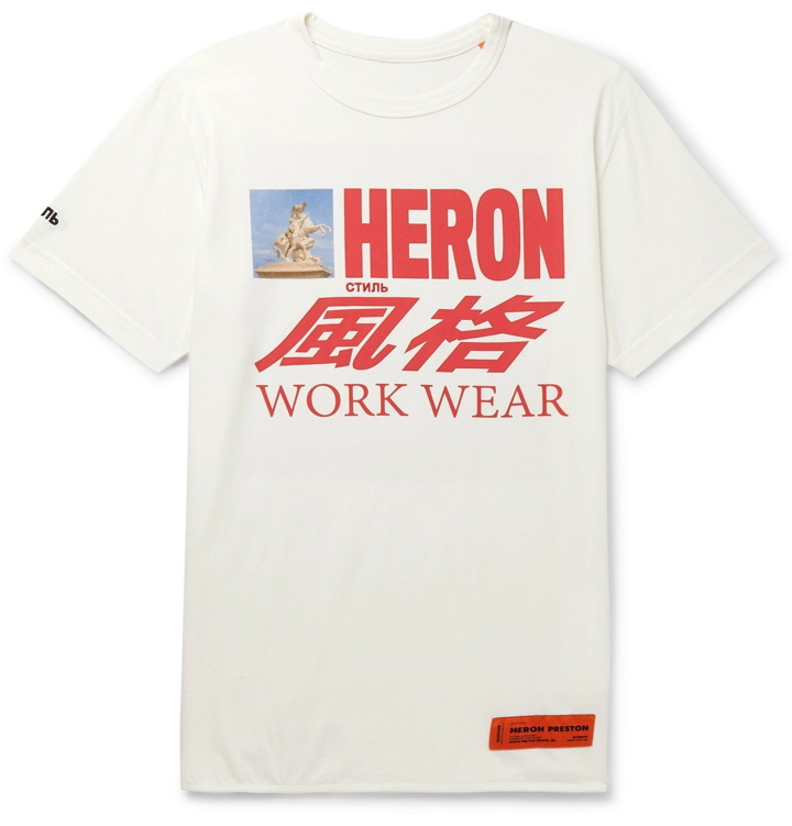 Photo: Heron Preston - Printed Organic Cotton-Jersey T-Shirt - White