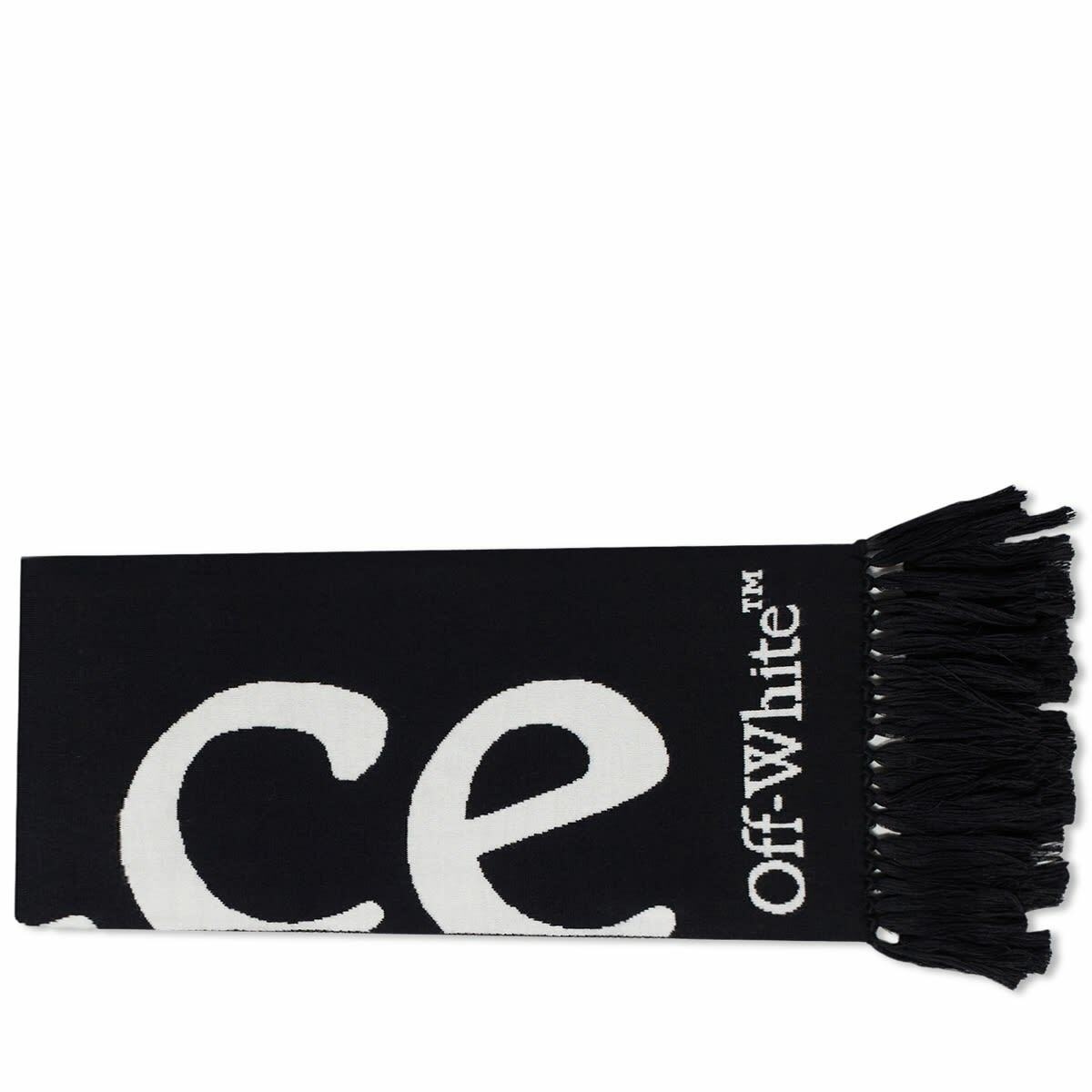 Photo: Off-White Women's Logo Scarf With No Offence Slogan in Black