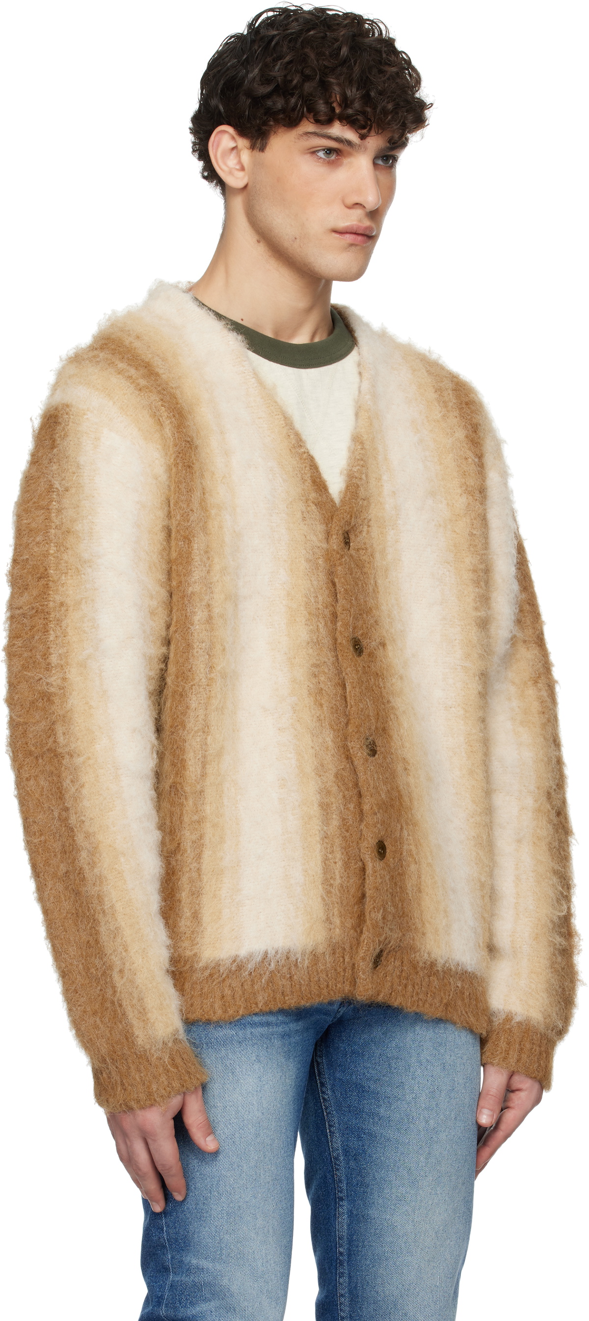Uniform Bridge Beige Stripe Cardigan