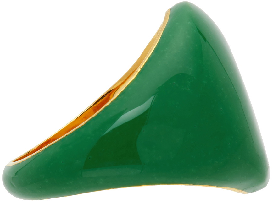 VEERT Green Enamel Round Signet Ring