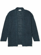 Mr P. - Ribbed Linen Cardigan - Blue