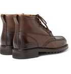 TOM FORD - Burnished-Leather Hiking Boots - Men - Brown