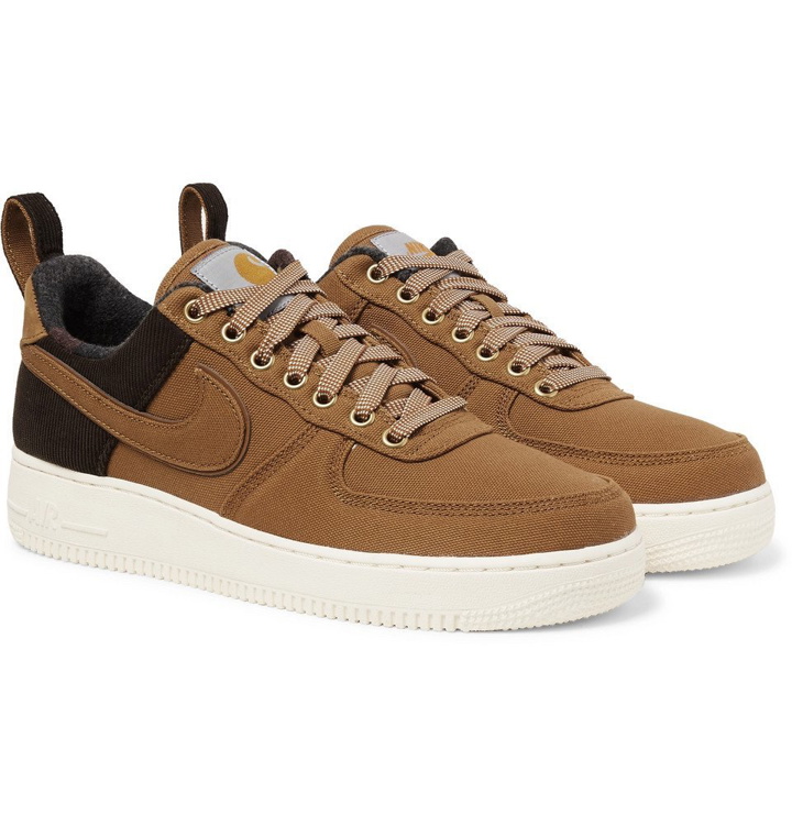 Photo: Nike - Carhartt WIP Air Force 1 Suede-Trimmed Canvas and Corduroy Sneakers - Men - Tan