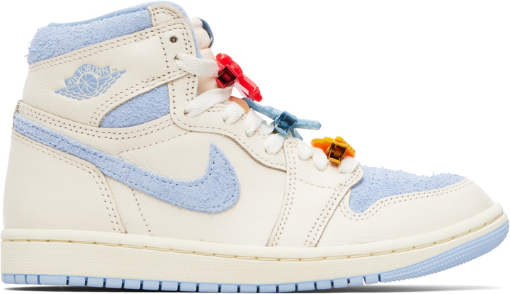 Photo: Nike Jordan Off-White & Blue Air Jordan 1 OG Sneakers