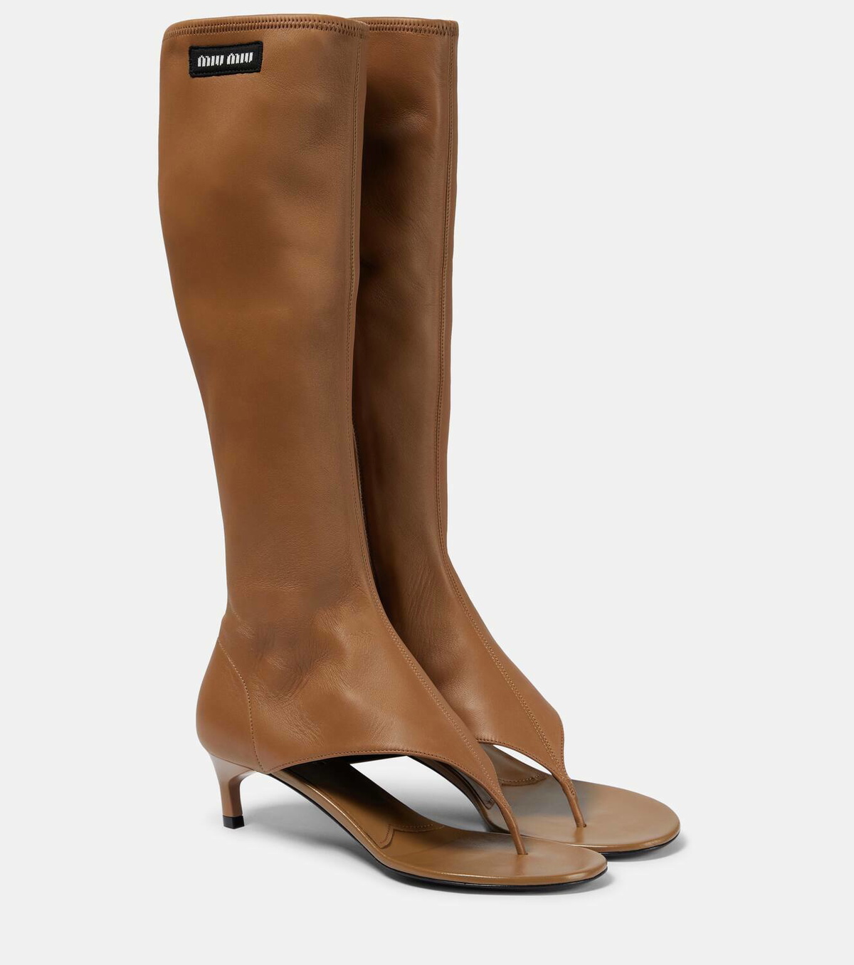 Miu Miu Leather knee-high thong sandals Miu Miu