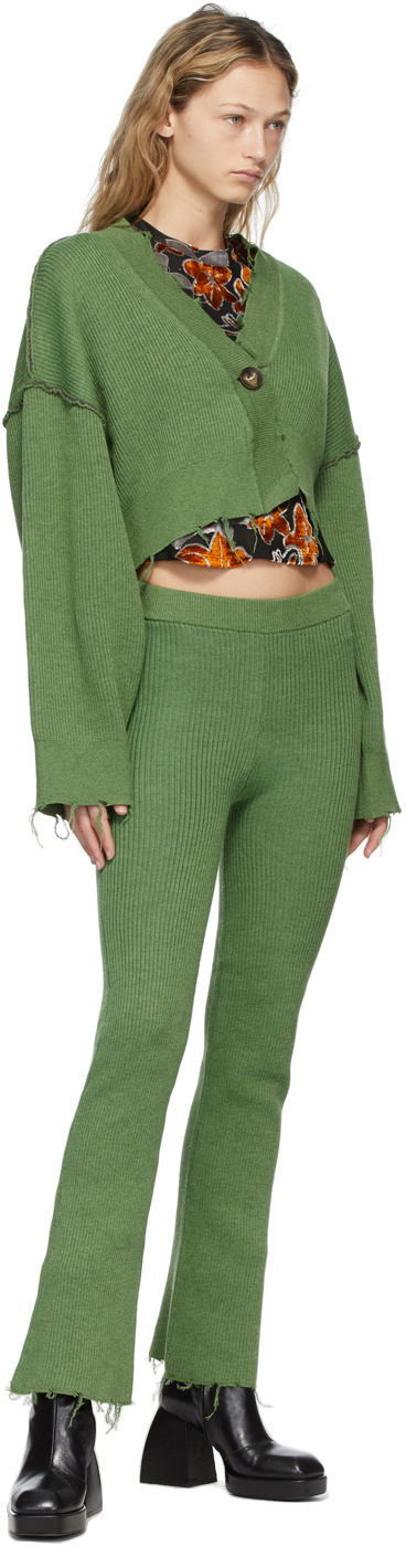 PERVERZE Green Rib Double Face Line Lounge Pants PERVERZE