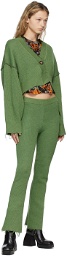 PERVERZE Green Rib Double Face Line Lounge Pants