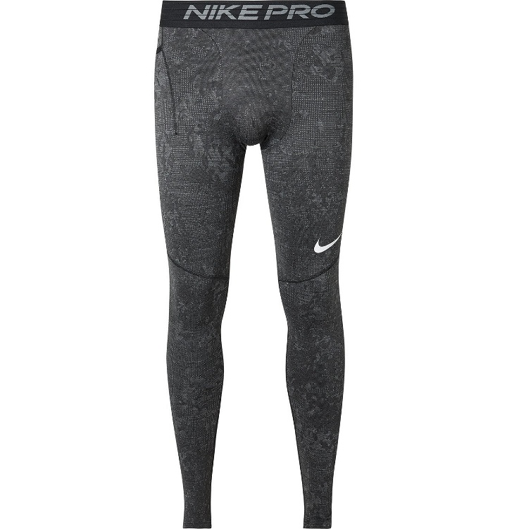 Photo: Nike Training - Utility Camouflage-Print Dri-FIT Therma Tights - Gray