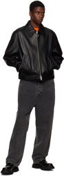 AMI Alexandre Mattiussi Black Leather Jacket