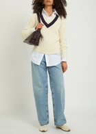 Nili Lotan Fabiana Cable-knit Striped Wool Jumper Off White