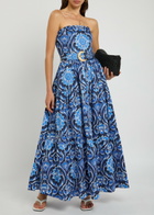 Borgo DE Nor Juo Juo Printed Cotton Maxi Dress Blue