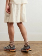 Story Mfg. - Bridge Wide-Leg Embroidered Cotton and Linen-Blend Drawstring Shorts - Neutrals