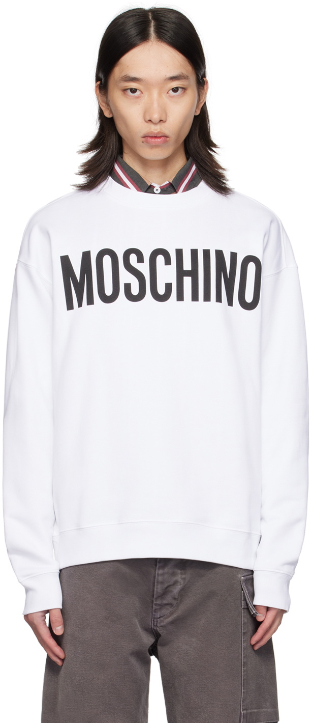 Moschino White Printed-Logo Sweatshirt