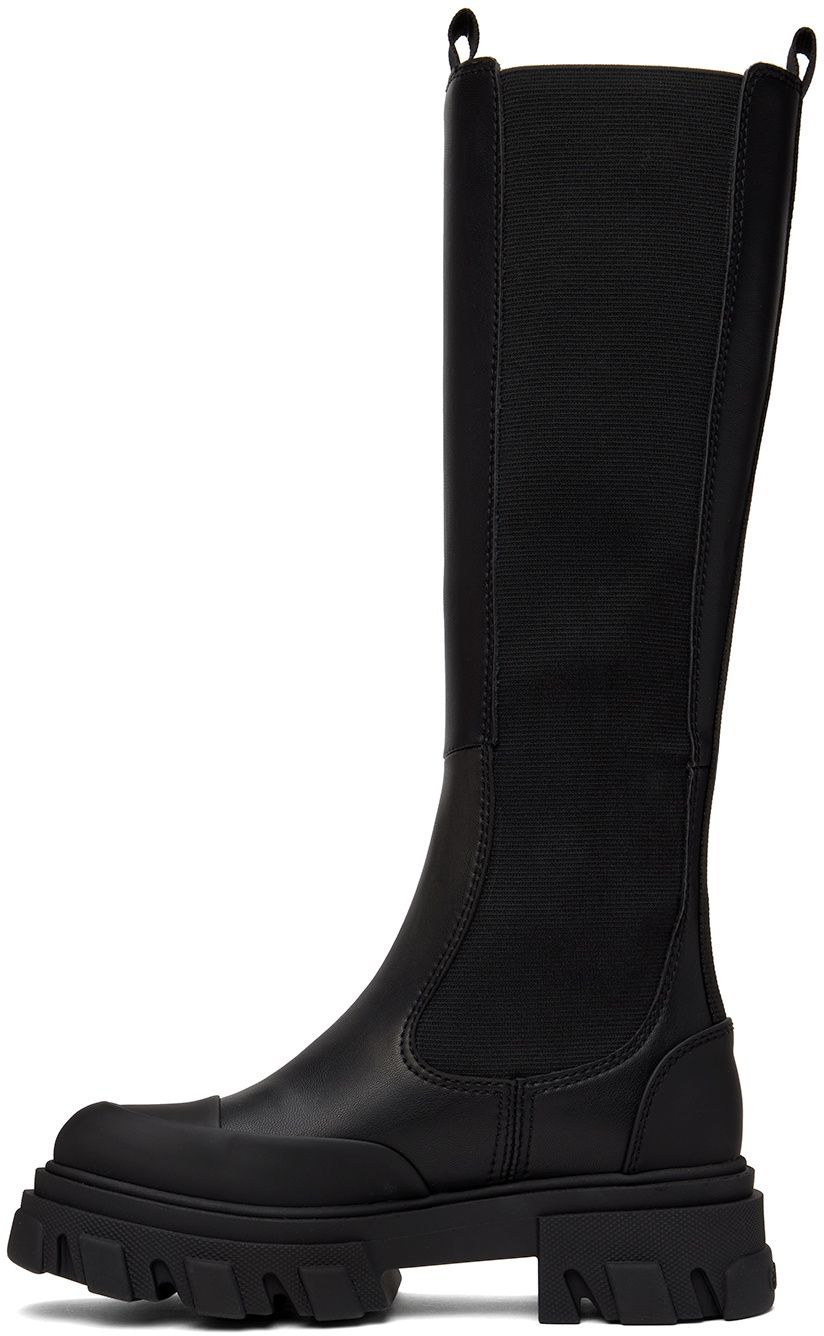 GANNI Black Stitch Cleated High Chelsea Boots GANNI