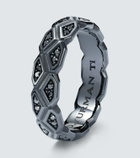 David Yurman Hex titanium ring with diamonds