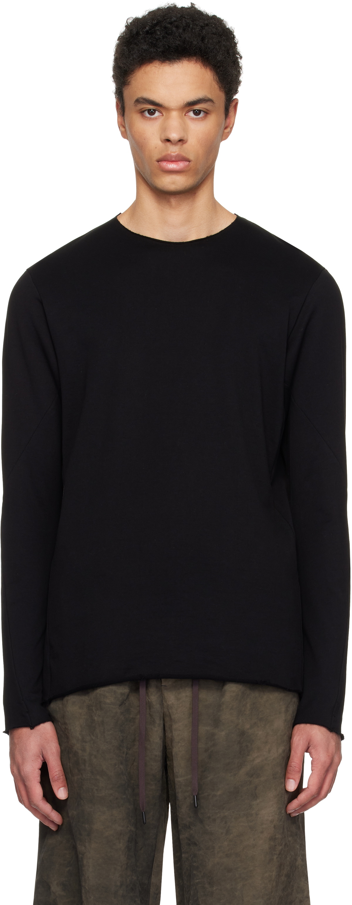 DEVOA Black Crewneck Long Sleeve T-Shirt DEVOA