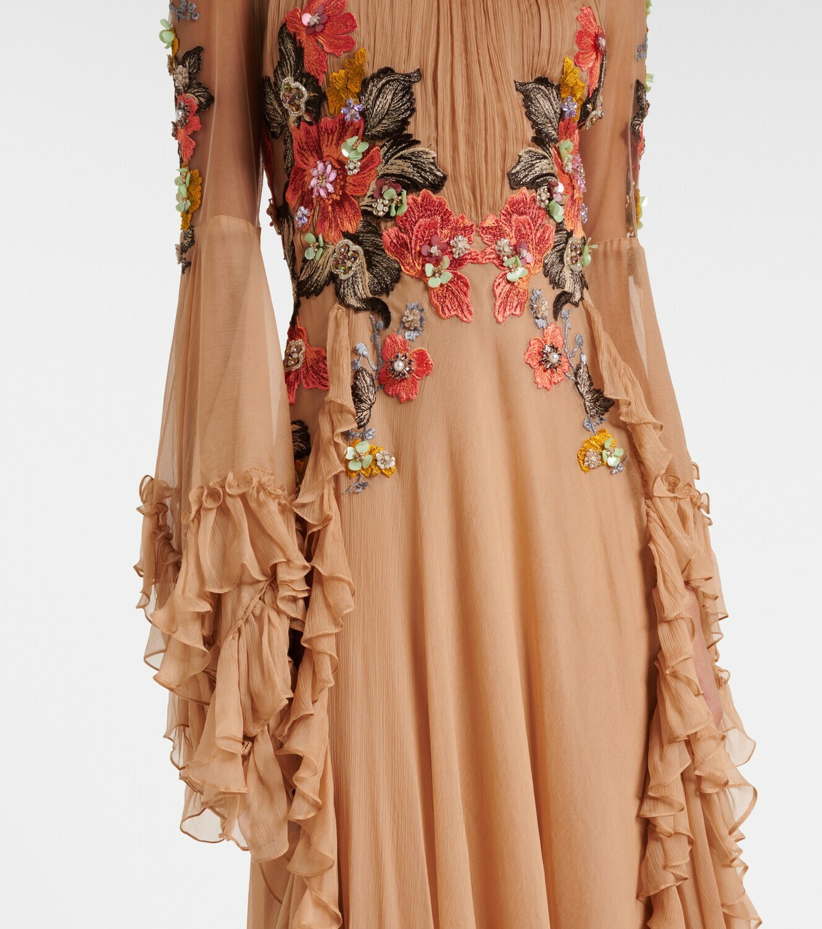 Costarellos Zilara embellished silk georgette gown